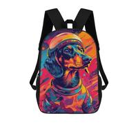 sinyumoney Dachshund Astronaut Space Backpacks Kids 17inch School Backpack School Bag 3D Printed School Bag for Boys Elementary And Middle School Students