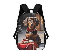 sinyumoney Dachshund Christmas Dog School Backpack Large Lightweight Casual Backpack for Boys/Girls/Teenagers 17inch