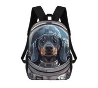 sinyumoney Dachshund Dog Astronaut Backpack with Pocket 3D Printed Backpacks, Travel Rucksacks Book Bags Kids School Bag 17inch