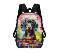 sinyumoney Dachshund Dog Graffiti Kids School Backpack School Bag 3D Printed School Bag for Boys Elementary And Middle School Students 17inch