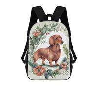 sinyumoney Dachshund Floral Portrait Backpack School Bag Business Durable Laptop Bag- Perfect for Travel, Work And Daily Use 17inch