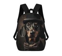 sinyumoney Dachshund Hat Backpack School Bag Water Resistant Travel Backpack Computer Bag for Teenage Girls Boys Women Men 17inch