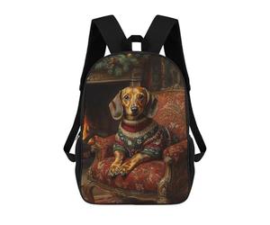 sinyumoney Dachshund in Christmas Sweater by Fireplace Cozy Holiday Dog Wall Art Rucksack Lightweight Schoolbag Dayback Bookbag College for Girl, Teen Girls 17inch