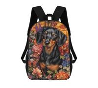 sinyumoney Dachshund in Flowers School Bags Lightweight Airport College Students Back Pack for School/Work/Travel 17inch