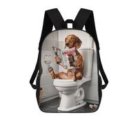 sinyumoney Dachshund in The Bathroom School Bags Large Lightweight Casual Backpack- Perfect for Travel, Work And Daily Use 17inch