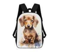 sinyumoney Dachshund in Watercolor Kids Backpack 17 Inch School Bag 3D Printed Cartoon School Backpacks for Boys And Teenager School Students
