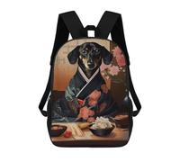 sinyumoney Dachshund Japanese Food Backpack School Water Resistant Computer Rucksack for Boys/Girls/Teenagers 17inch