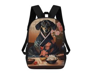 sinyumoney Dachshund Japanese Food Backpack School Water Resistant Computer Rucksack for Boys/Girls/Teenagers 17inch