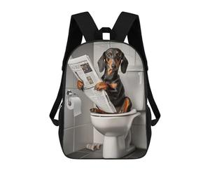 sinyumoney Dachshund on The Toilet Rucksack Lightweight Casual Daypack School Backpacks for Campus Outdoor Travel Sports 17inch