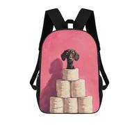 sinyumoney Dachshund on Toilet Paper Tower Dog Bathroom Art Backpacks Kids School Backpack School Bag 3D Printed School Bag for Boys Elementary And Middle School Students 17inch