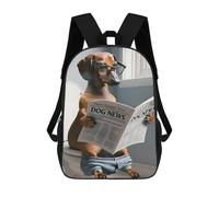 sinyumoney Dachshund Reading Dog News Backpack School Bag Large School Backpack for Boys for Camping Outdoor Adventures And Daily Travel 17inch