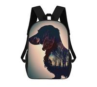sinyumoney Dachshund Retro Wald Backpack School Secondary Causal Travel High School Bags for Boys/Girls/Teenagers 17inch