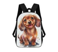 sinyumoney Dachshund Watercolor Children's School Backpack 3D Printed for Kids Travel Rucksacks Book Bags for Boys Elementary School Students 17inch