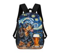 sinyumoney Dachshund with Beer Glass 3D Printed School Bag Children's School Backpack Schoolbags Travel Backpacks Casual Fashion Bag for Kids School Students 17inch