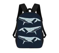 sinyumoney Daisies Whales School Bag Backpack Teen Schoolbag 3D Printing Adjustable Schoolbag Fashion Pocket Bag for Kids Boys Girls Students And Teenagers Fans 17inch
