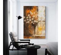 sinyumoney Daisy Bouquet in Glass Vase Canvas Artwork for Wall for Bedroom Office Bathroom Decor Picture for Wall 16x24inch(40x60cm)