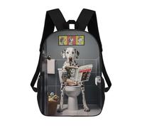 sinyumoney Dalmatian on The Toilet School Bag Bookbag 3D Printed Children's Backpacks for Kids Boy Girl Book Bags Kids School Bag Travel Rucksacks 17inch