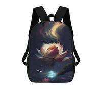sinyumoney Dancing Lotus Flower Oasis Backpacks Kids School Backpack School Bag 3D Printed Fashion School Bags for Boys Elementary And Middle School Students 17inch