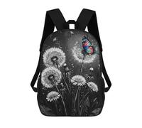 sinyumoney Dandelions And Butterfly Black And White 3D Printed Kids Backpacks Boys Fashion School Bag Travel Backpacks School Bags for Boys Elementary School Students 17inch
