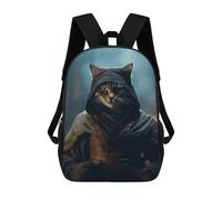 sinyumoney Dark Evil Funny Ninja Cat 3D Printed School Backpack Casual Children's Backpacks 3D Printed School Bag for Boys Elementary And Middle 17inch