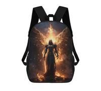 sinyumoney Dark Fire Archangel Rucksacks 3D Printed Children 17inch Backpacks Fashion Casual Daypack Travel Bags Outdoor Casual Daypack for Boy And Girl