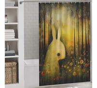 sinyumoney Dark Forest Bunny Waterproof Polyester Fabric Modern Polyester Water Repellent for Bathtub Shower Stall 56.30x70.87Inch（143x180cm）