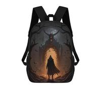 sinyumoney Dark Forest Gateway Print Children's Backpack School Bag for Adult And Kids Travel Daypack 17inch