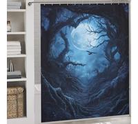 sinyumoney Dark Forest Moon Modern Polyester Water Repellent Fabric Polyester Bath Shower Curtains Mildew for Stalls Bathtubs 69.69x70.87Inch（177x180cm）