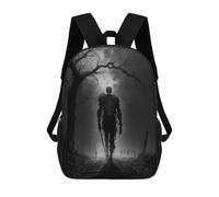 sinyumoney Dark Forest Skeleton 3D Printed Children's School Backpack for Kids High Capacity Travel Rucksacks Book Bags Kids School Bag Back Pack 17inch