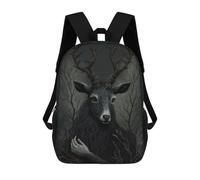 sinyumoney Dark Forest Stag Portrait Backpack School Lightweight Casual Daypack School Backpacks for Men, Women & Teenage Boys 17inch