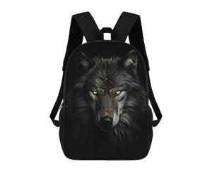 sinyumoney Dark Gold Wolf Animal Backpack School Bag Water Resistant Travel Backpack Computer Bag for Girls Boys Teenage 17inch