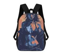 sinyumoney Dark-Haired Woman in Blue And Orange Backpacks 3D Printed 17inch Kids School Backpack Outdoor Casual Daypack Casual Travel Bags for Middle School Students