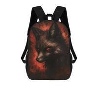 sinyumoney Dark Kitsune - Mystical Fox Spirit 3D Printed Children's School Backpack for Kids High Capacity Travel Rucksacks Book Bags Kids School Bag Back Pack 17inch