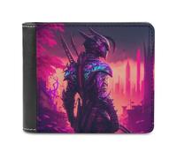 sinyumoney Dark Knight in Purple Light 3D Print PU Men's Leather Wallet Safe Protection Card RFID Blocking Leather Wallet 11.7cm*9.5cm