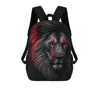 sinyumoney Dark Lion Majesty Children's Backpack, 3D Printed School Backpack, Backpack for Boys Girls, Adjustable School Bag for Primary School 17inch