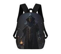 sinyumoney Dark Mystic Figure with Lantern Backpack School Backpack Kids School Bag Large Capacity Kids Backpack for School Rucksack 3D Book Bag Gifts for Kids 17inch