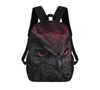 sinyumoney Dark Owl Art Print Backpack School Backpack Kids School Bag Large Capacity Kids Backpack for School Rucksack 3D Book Bag Gifts for Kids 17inch