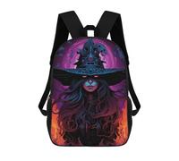 sinyumoney Dark Witch Portrait Kids Backpack,School Backpack Kids School Bag 3D Printed Cartoon Large Capacity Backpack for Kids Boys And Girls 17inch