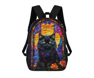 sinyumoney Dashing Black Cat 3D Printed School Backpack Casual Children's Backpacks 3D Printed School Bag for Boys Elementary And Middle 17inch