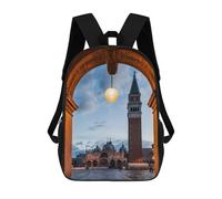 sinyumoney Dawn at Piazza San Marco Children's School Backpack Fashion Casual 17inch 3D Printed School Bags Boy School Backpack Large Backpack