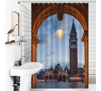 sinyumoney Dawn at Piazza San Marco Shower Curtains Mould Proof Thicken Durable Polyester Bathroom Curtains Modern Art for Toile Bathroom Dorm 46.85x70.87Inch（119x180cm）