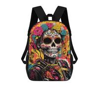 sinyumoney Day of The Dead Art Print-3 School Backpack 3D Printed Children's 17inch Backpacks Bag Bookbag for Kids Boy Girl Book Bags Kids School Bag Travel Rucksacks