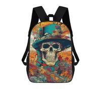 sinyumoney Day of The Dead Celebration -1 3D Printed Children's School Backpack for Kids High Capacity Travel Rucksacks Book Bags Kids School Bag Back Pack 17inch