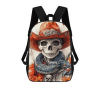 sinyumoney Day of The Dead Cowboy Art Print Backpacks 3D Printed 17inch Kids School Backpack Outdoor Casual Daypack Casual Travel Bags for Middle School Students