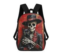 sinyumoney Day of The Dead Skeleton Cat Art Print School Backpack Water Resistant Travel Backpack Computer Bag for Men, Women & Teenage Boys 17inch
