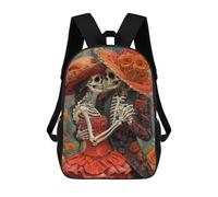 sinyumoney Day of The Dead Skeleton Couple 17inch School Bag 3D Printed Children's School Backpack Casual Fashion Travel Backpacks for Kids School Students
