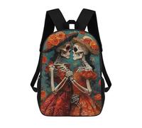 sinyumoney Day of The Dead Skeleton Couple-2 17inch School Bag 3D Printed Children's School Backpack Casual Fashion Travel Backpacks for Kids School Students