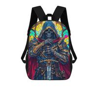 sinyumoney Dead Paladin Stained Glass 3D Printed 17 Inch School Backpack Casual Children's Backpacks 3D Printed for Boys Elementary And Middle