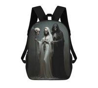 sinyumoney Death And The Maiden, Santa Muerte 3D Printed Children's School Backpack for Kids High Capacity Travel Rucksacks Book Bags Kids School Bag Back Pack 17inch