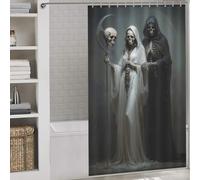 sinyumoney Death And The Maiden, Santa Muerte Shower Curtain Anti Mould Quick Drying Proof Resistant Shower Curtain for Bathroom for Home Bathroom Toile Hotel Decor 53.54x70.87Inch（136x180cm）